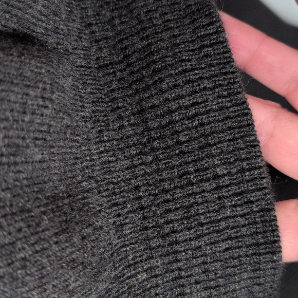 Vtg Oversized Grandpacore Charcoal Ribbed Virgin Wool Blend Crew Neck Sweater - Picture 8 of 14